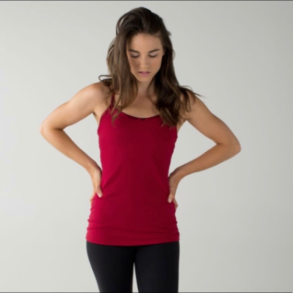 Lululemon Power Y Tank in Cranberry/Ziggy Snake